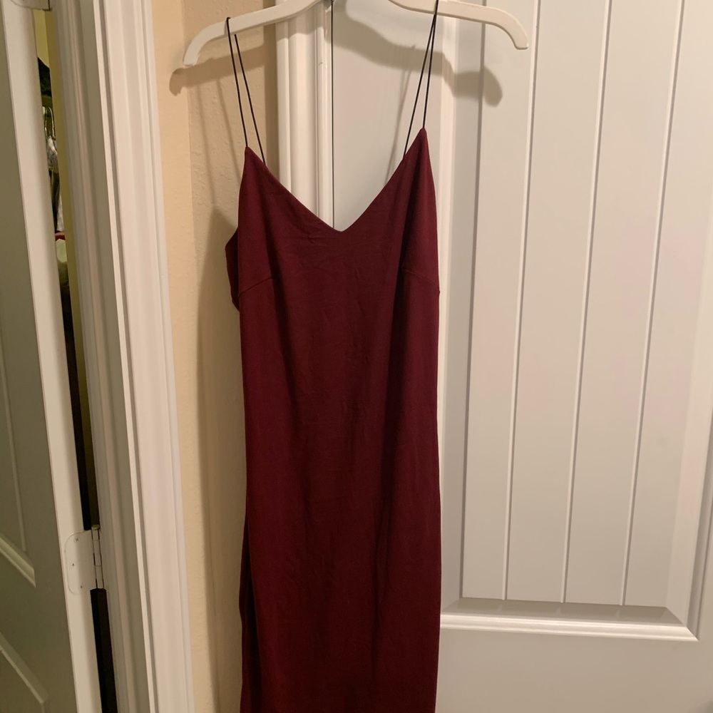 Maroon body con midi cocktail dress